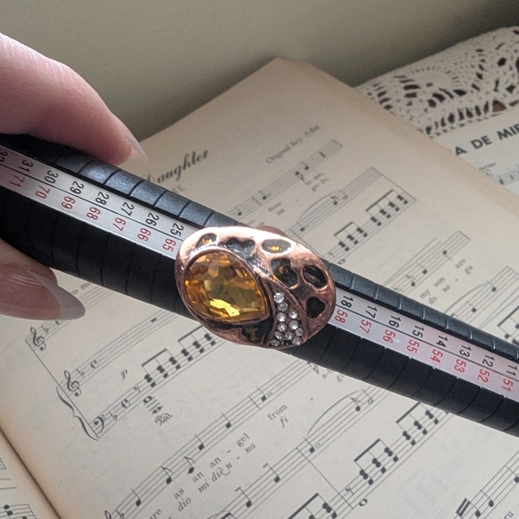 Copper Statement Ring with Yellow Gemstone Size 10 - Picture 4 of 10
